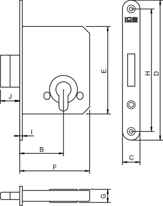 Picture of LOB Zamek wpuszczany dodatkowy trzpieniowy 1szt. Z100