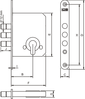 Picture of LOB Zamek wpuszczany dodatkowy trzpieniowy 1szt. Z200