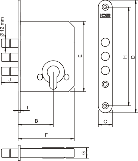 Picture of LOB Zamek wpuszczany dodatkowy trzpieniowy 1szt. Z200
