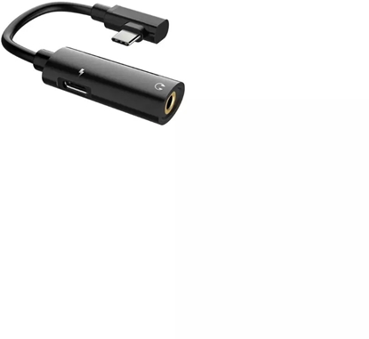 Изображение LogiLink Riff Audio Adapter - Para Type-C do Type-C (gniazdo adowania) + suchawki 3 5 mm (gniazdo) Black 4752219008297