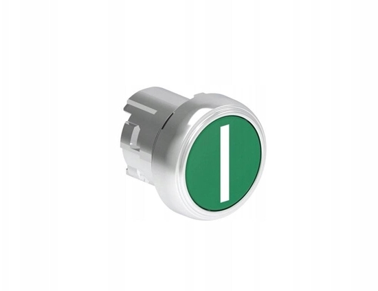 Picture of Lovato Electric Metalowy przycisk fi22mm kryty samoczynny powrót z symbolem I zielony LPSB1113
