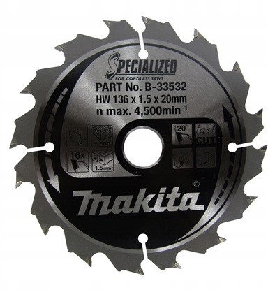Attēls no Makita B-33532 SPECIALIZED Saw Blade 136x20x16Z