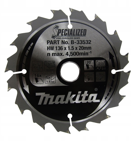 Picture of Makita B-33532 SPECIALIZED Saw Blade 136x20x16Z