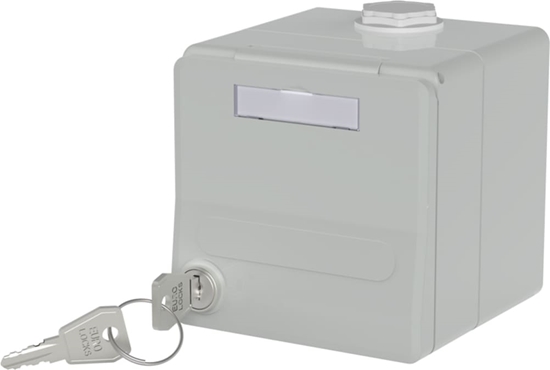 Picture of Metz Connect IP44 surface-mounted module housing, hinged cover & lock, 2 port unequipped for Keystone, grey