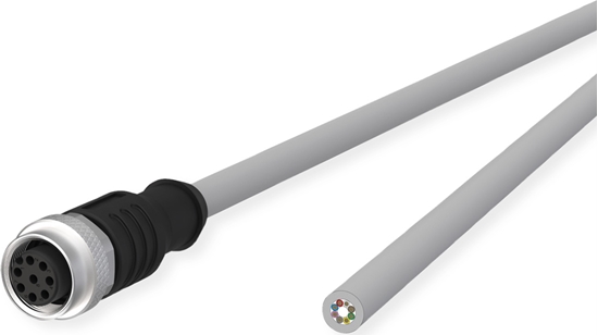 Picture of Metz Connect M12 Sensor-/Aktorleitung, A-kodiert, M12 Buchse gerade - freies Leitungsende, grau, 10 m
