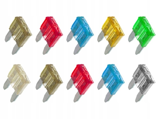 Picture of MINI Car Fuses, set of 10 pcs. (5A,7,5A,10A,15A,20A,25A,30A)