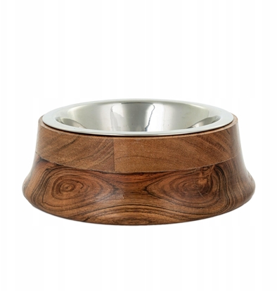 Изображение Miska, dla kota/psa stalowa, w oprawie drewnianej, 12cm, rozmiar S