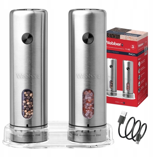 Picture of MYNEK DO PIEPRZU I SOLI ELEKTRYCZNY AKUMULATOROWY USB 2 SZT INOX WEBBER
