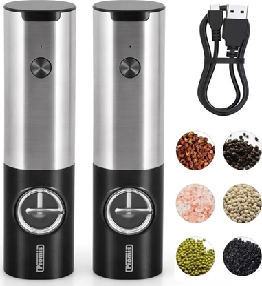 Picture of Mynek do przypraw Eldom ELEKTRYCZNY MYNEK DO PIEPRZU SOLI PRZYPRAW AKKU ADOWANIE USB ZESTAW 2 SZT