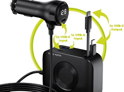 Picture of Mobile Origin 75W 5in1 Car Charger CA23 - 2x USB-C + USB-A Port, 2x USB-C Cable
