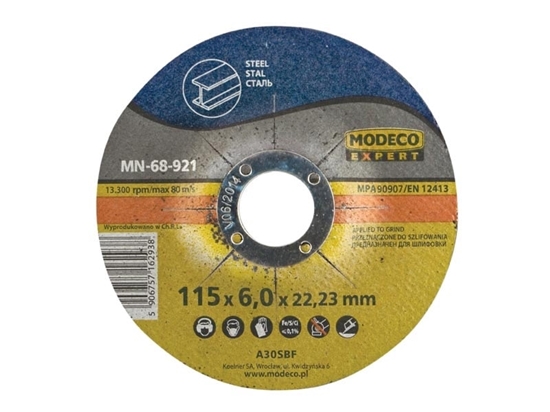 Изображение Modeco ciernica wypuka do szlifowania metalu 125mm 25szt. - MN-68-922