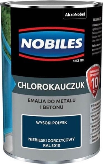 Picture of Nobiles Farba Chlorokauczukowa Do Metalu i Betonu Niebieski Gorczycowy Ral 5010 0,9L