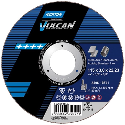 Изображение Norton Clipper Tarcza flex VULCAN A 41 125x22,23x1,6 do stali - 66252925434