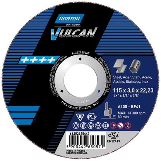 Изображение Norton Clipper Tarcza flex VULCAN A 41 125x22,23x1,6 do stali - 66252925434