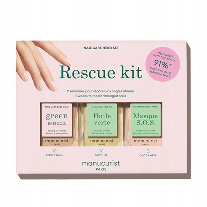 Attēls no Nuxe MANUCURIST_SET Rescue Kit Green Base S.O.S odywcza baza do paznokci 15ml + Huile Verte odywka do paznokci 15ml + Masque S.O.S maska do paznokci 15ml