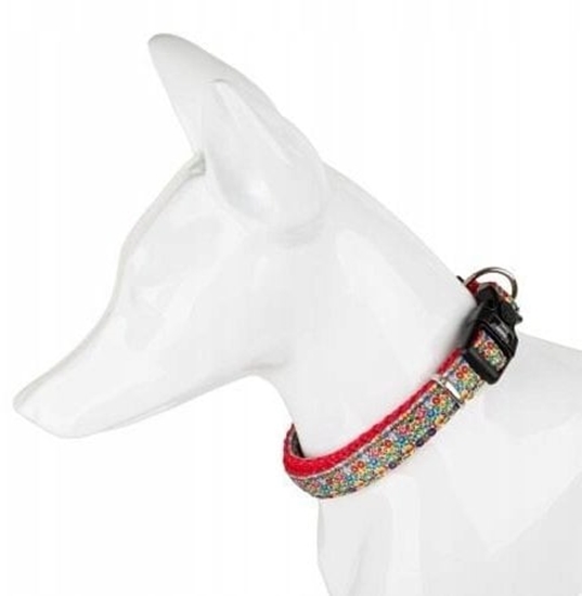 Picture of Obroa dla psa, wzór folk, tama 16MM/30-47CM czerwona