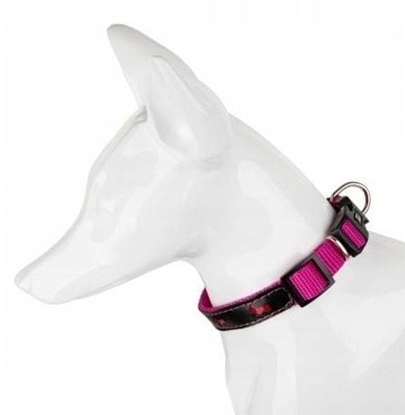 Picture of Obroa dla psa, wzór pieski, odblaskowa plastik 25MM/57CM róowa