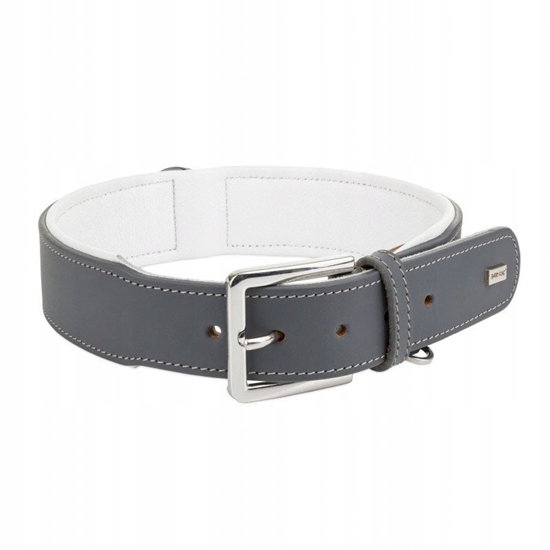 Picture of Obroa skórzana, M: 37-44 cm/34 mm, szara/biaa