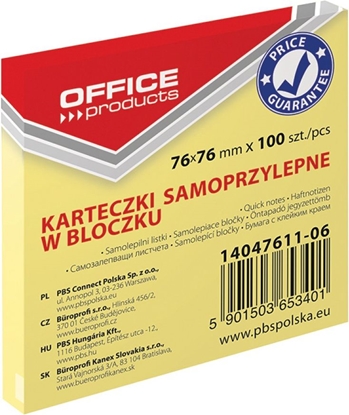 Picture of Office Products Pbs notes samoprz.office 76x76mm .óty 14047611-06 100k
