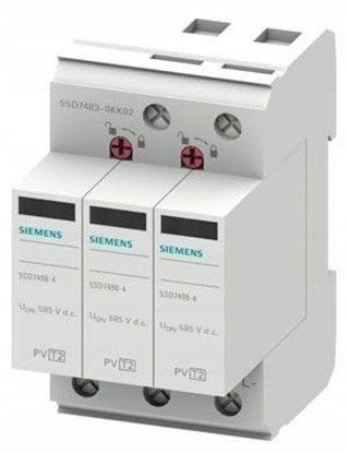 Picture of Siemens Ogranicznik przepi Typ 2 do instalacji fotowoltaicznych 3P 1000 V DC Iimp 15kA Imax 40kA SENTRON 5SD7483-0KK02
