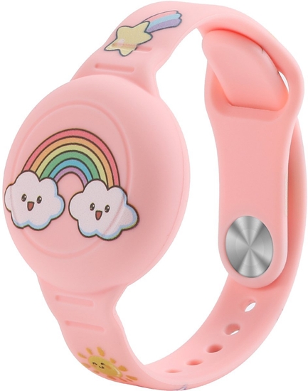 Изображение Opaska etui na AirTag silikonowa bransoletka na rk dla dziecka - róowa z tcz