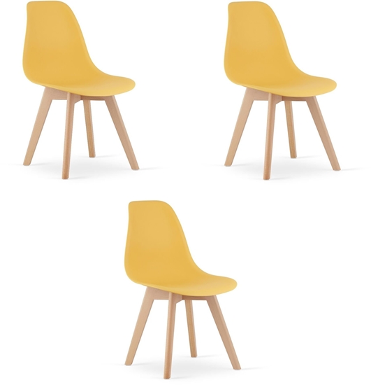 Picture of OSKAR Krzeso musztardowy KITO polipropylenowy bukowy nogi do kuchni i salonu x3