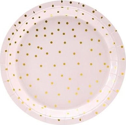 Picture of Party Deco Talerzyki papierowe, kropki, jasnoróowe, rednica 18 cm, 6 szt. uniwersalny