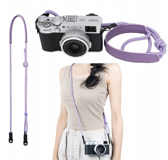 Изображение Pasek Na Szyj Rami Do Aparatu Retro Kodak Agfa Leica Fujifilm Canon Nikon / Cpc-lps / Fioletowy