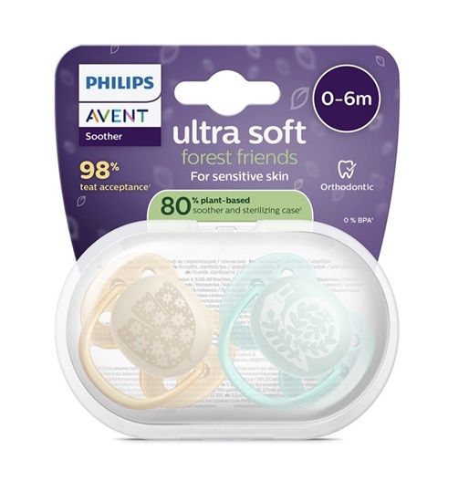 Picture of Philips Avent Ultra soft DECO Baby Pacifier 0-6m 2pcs Blue/Yellow