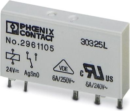Attēls no Phoenix Contact Przekanik interfejsowy 1P 6A 24V DC REL-MR-24DC/21AU (2961121)