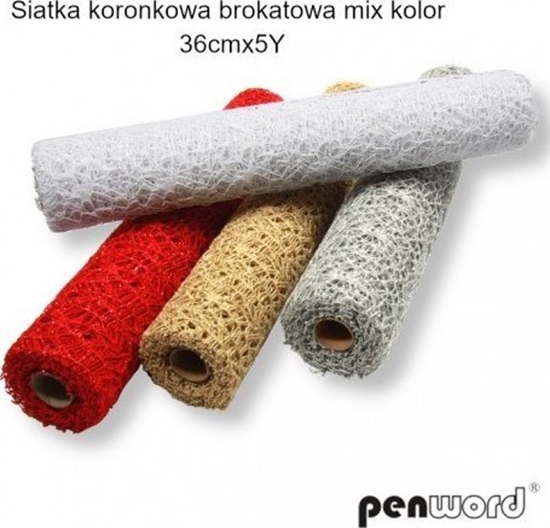 Изображение Polsirhurt Siatka dekoracyjna koronkowa mix kolorów 36cmx50Y