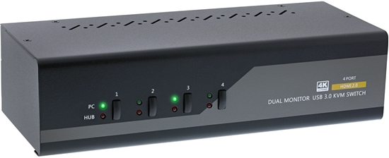 Picture of Przecznik InLine InLine® KVM Desktop Switch, 4-port, Dual Monitor, HDMI 2.0, 4K, USB 3.0, Audio