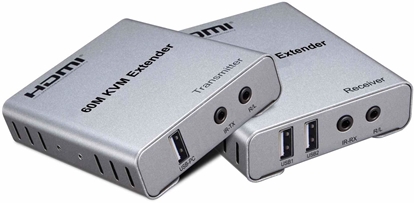 Picture of Przecznik PremiumCord HDMI KVM extender s 2xUSB na 60m z dwikiem przez jeden kabel Cat5/6