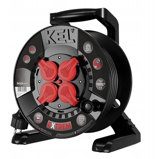 Изображение Przeduacz bbnowy EXTREME LINE 4 gniazda z/u IP44 16A H05RR-F 3x2,5 25m czarny W-100027