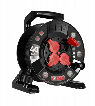 Изображение Przeduacz bbnowy EXTREME LINE 4 gniazda z/u IP44 16A H05RR-F 3x2,5 40m czarny W-100031
