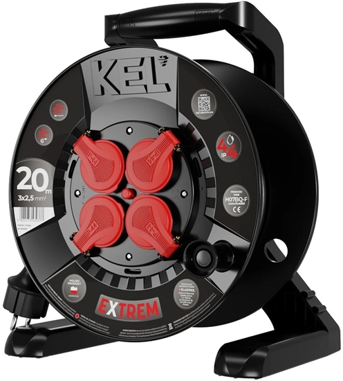 Изображение Przeduacz bbnowy EXTREME LINE 4 gniazda z/u IP44 16A H07BQ-F 3x2,5 20m czarny W-100084