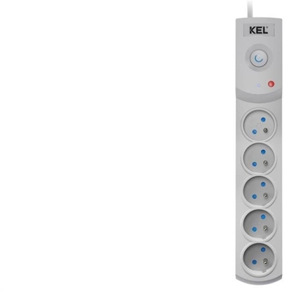 Изображение Przeduacz przeciwprzepiciowy professional 5 gniazd 5m 10A 230V 2300W szary W-100036