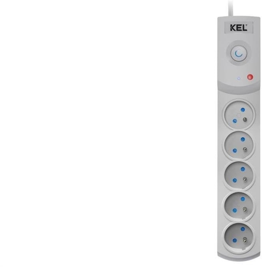 Изображение Przeduacz przeciwprzepiciowy professional 5 gniazd 5m 10A 230V 2300W szary W-100036