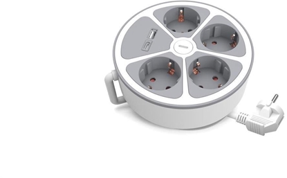 Изображение Przeduacz stay 4x z wcznikiem oraz gniazdami USB A USB C 2m schuko PS-470SWS/O+USBA+USBC/2 E W-30015