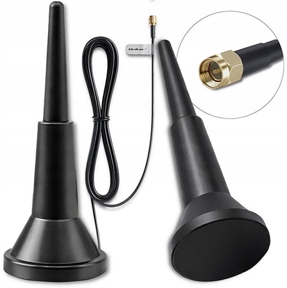 Изображение Qoltec Antena 4G LTE z podstaw magnetyczn | 5dBi | dookólna | wewntrzna | 600-2700 MHz | SMA | 3m