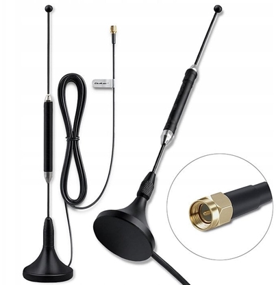 Изображение Qoltec Antena 4G LTE z podstaw magnetyczn| 5dBi | dookólna | wewntrzna | 600-2700 MHz | SMA | 3m