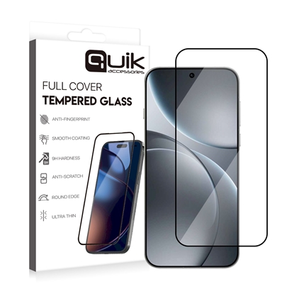 Attēls no Quik Accessories Full Cover Tempered Glass for Samsung Oppo Find X9 Pro
