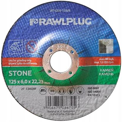 Attēls no Rawlplug 125X6,0X22,23MM CIERNICA KORUNDOWA DO SZLIFOWANIA KAMIENIA - 10sz - RT-GDS-125/6