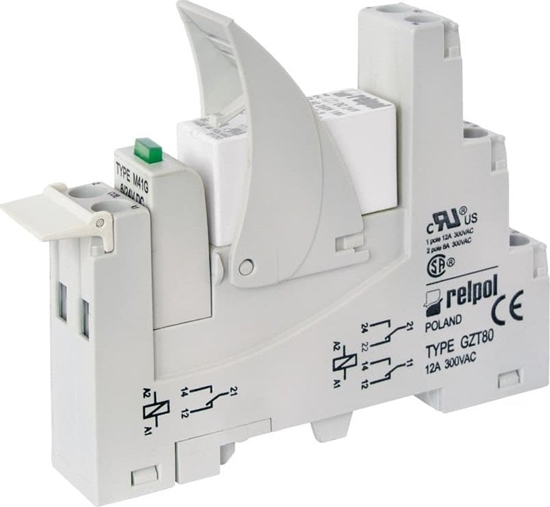 Picture of Relpol Przekanik interfejsowy 2P AC1 8A 250V DC1 8A 24V z gniazdem GZT80 AgNi PI84-024AC-M91G-TS-2012 862106