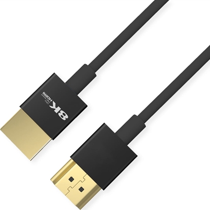Attēls no Kabelis HDMI 8K Ultra HD, Slim, Flexible, M/M, melns, 2m, Roline