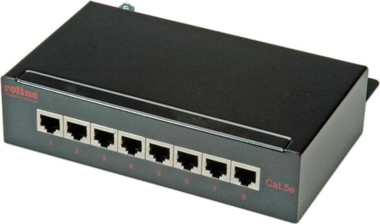 Picture of Roline Cat.5e (Class D) Wall Mount Patch Panel, 8 Ports, STP, black