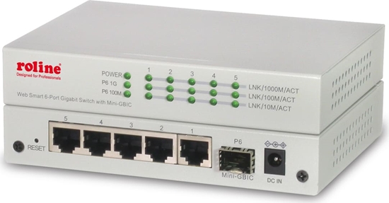 Изображение Roline Gigabit Ethernet Switch, 6x (5xGbE + 1x Gbic(SFP)), managed
