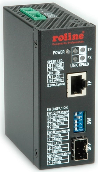 Изображение Roline Industrial Converter, 10/100/1000T - 100/1000 Fiber