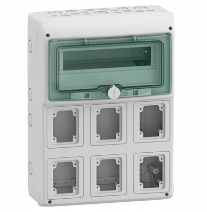 Picture of Rozdzielnica 1x12 natynkowa Mureva IP65 do gniazd gMRV-1-12+1-NT-T/6 6 otworów 90x100mm 13181