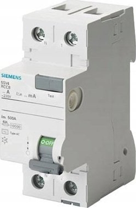 Attēls no Siemens Wycznik rónicowoprdowy z czonem nadprdowym RCBO, Typ AC, 2P 25kA, 230V, 30m A5SV4312-0KL